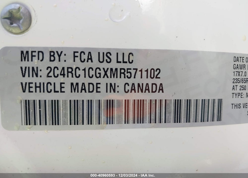 2021 CHRYSLER VOYAGER LX VIN: 2C4RC1CGXMR571102