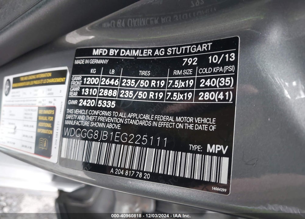 2014 MERCEDES-BENZ GLK 350 4MATIC VIN: WDCGG8JB1EG225111