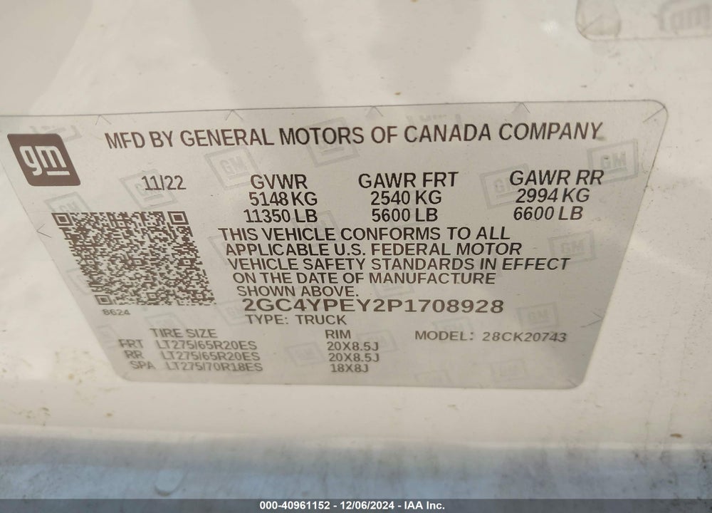2023 CHEVROLET SILVERADO 2500HD 4WD STANDARD BED LTZ VIN: 2GC4YPEY2P1708928