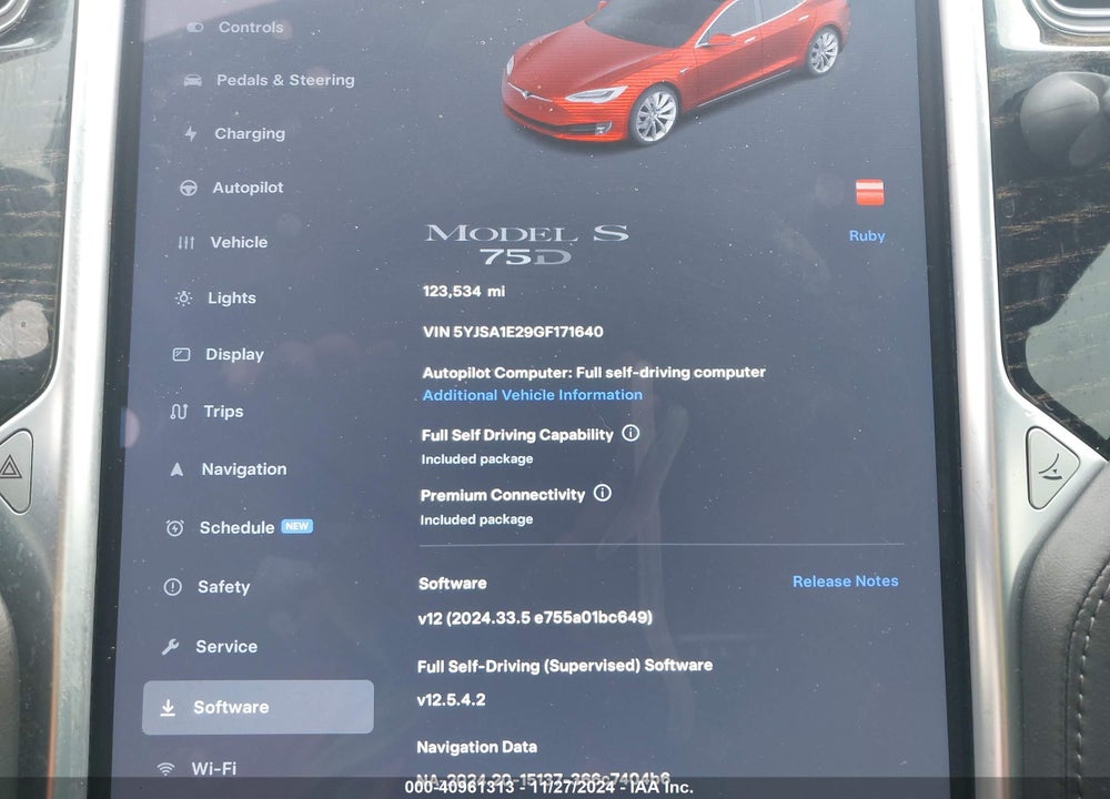 2016 TESLA MODEL S 60D/70D/75D/85D/90D VIN: 5YJSA1E29GF171640