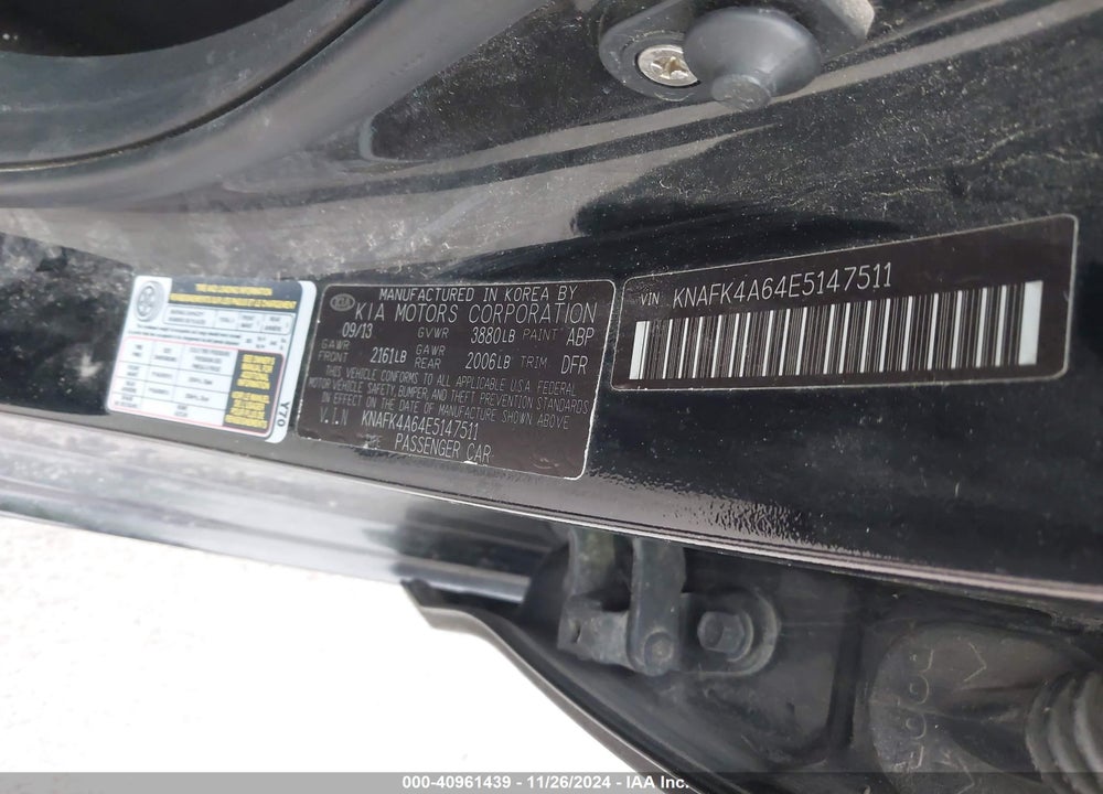 2014 KIA FORTE VIN: KNAFK4A64E5147511