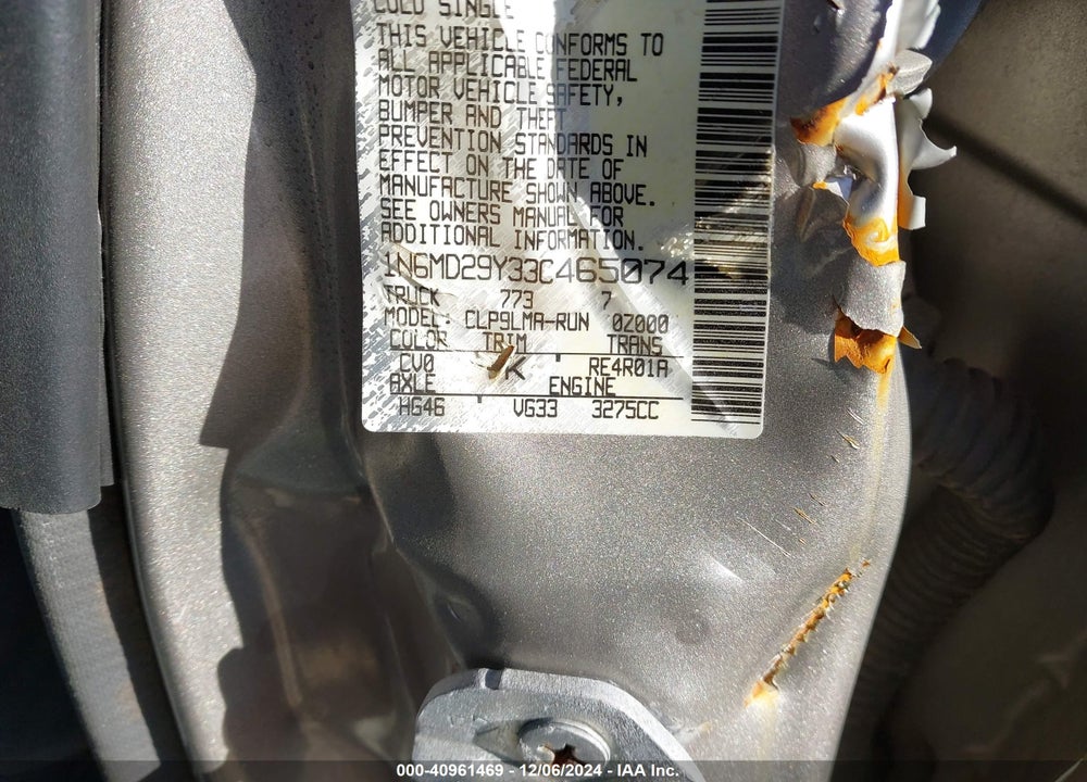2003 NISSAN FRONTIER SVE-V6 VIN: 1N6MD29Y33C465074