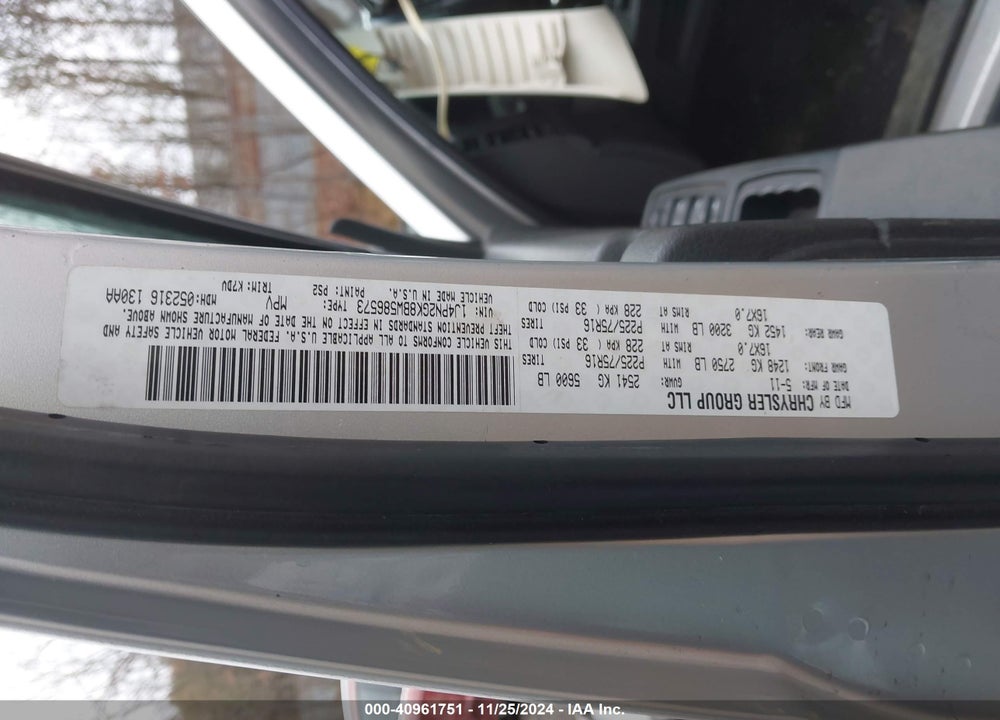 2011 JEEP LIBERTY SPORT VIN: 1J4PN2GK8BW586573