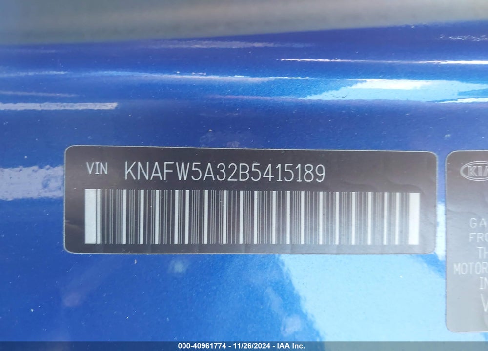 2011 KIA FORTE SX VIN: KNAFW5A32B5415189
