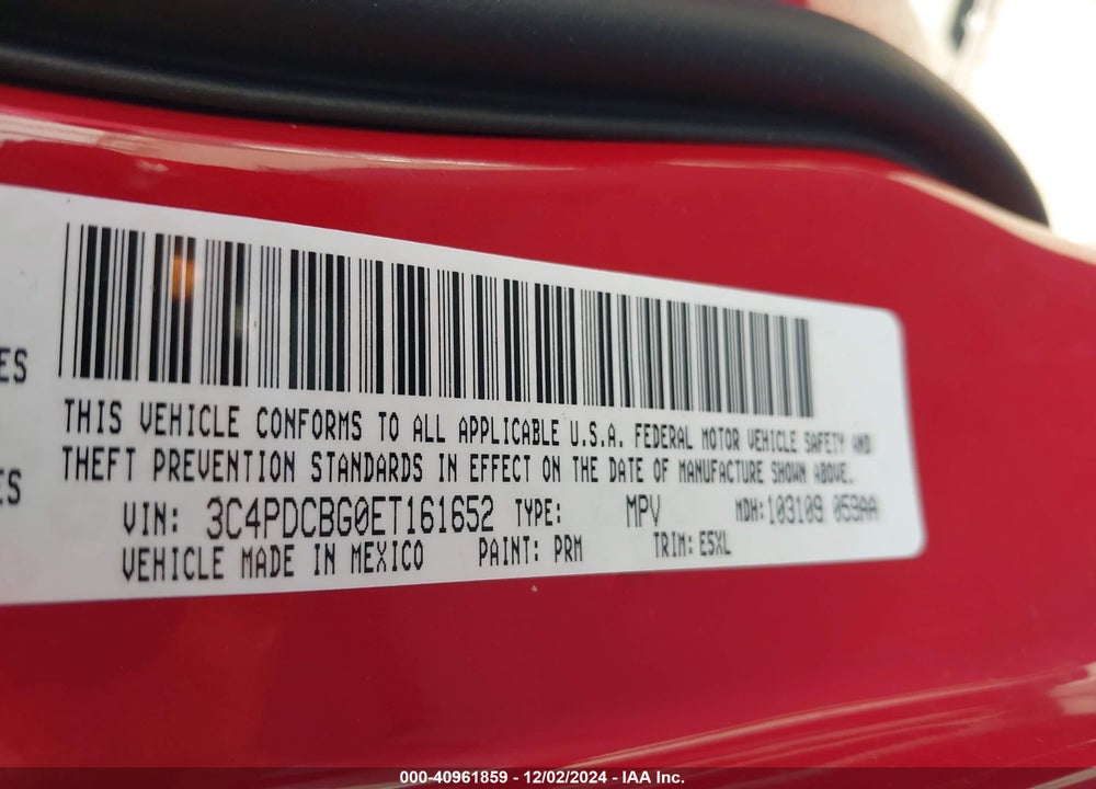 2014 DODGE JOURNEY SXT VIN: 3C4PDCBG0ET161652