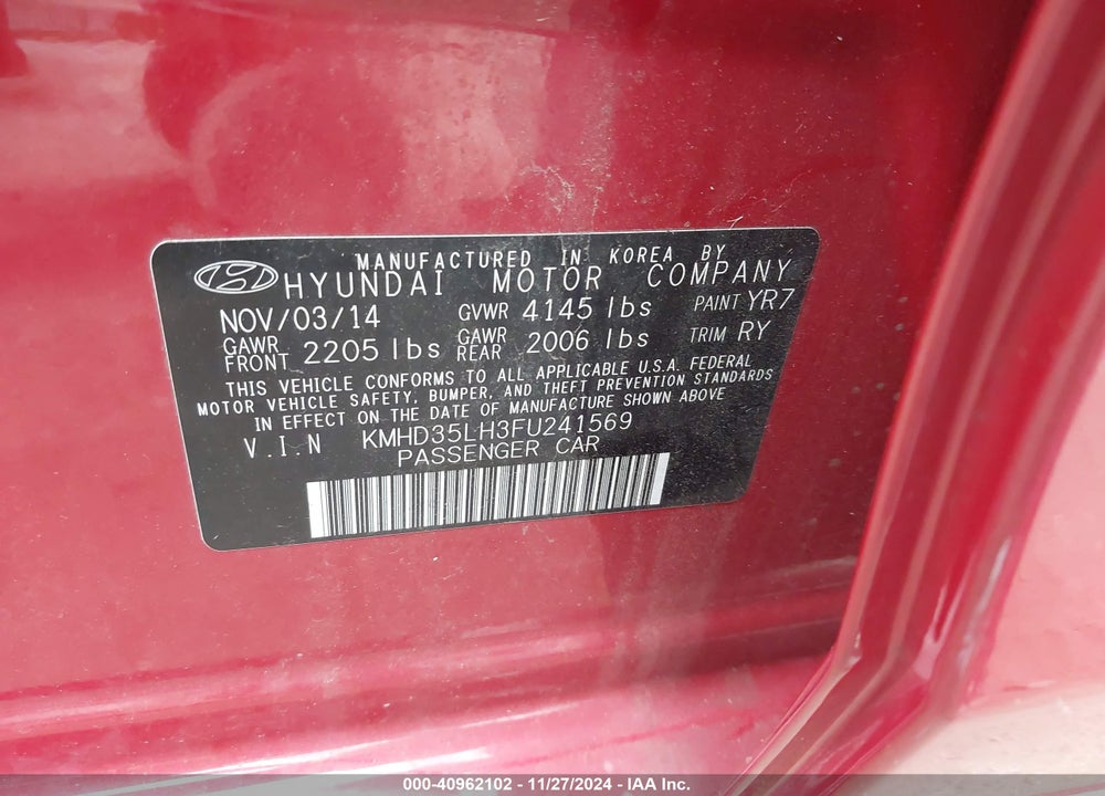 2015 HYUNDAI ELANTRA GT VIN: KMHD35LH3FU241569
