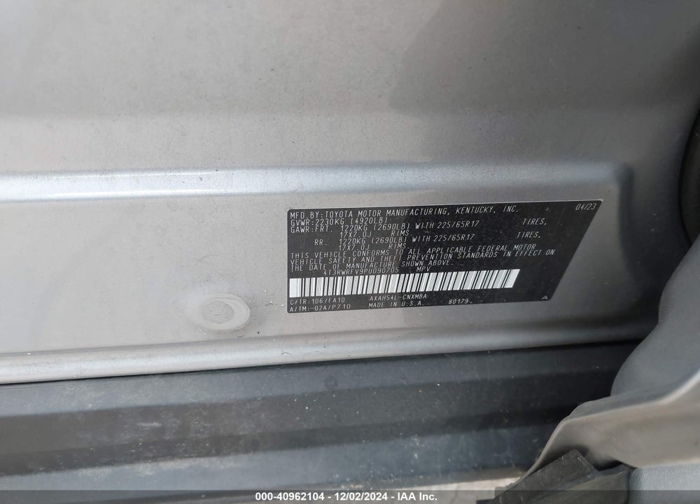 2023 TOYOTA RAV4 HYBRID XLE VIN: 4T3RWRFV9PU090705