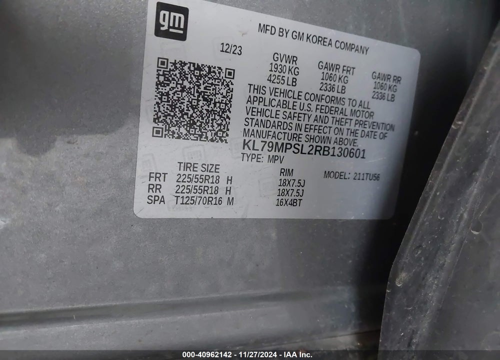 2024 CHEVROLET TRAILBLAZER FWD LT VIN: KL79MPSL2RB130601
