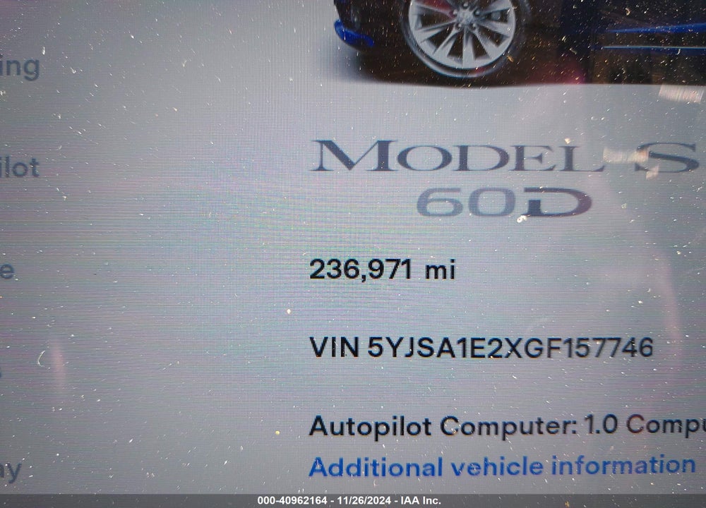 2016 TESLA MODEL S 60D/70D/75D/85D/90D VIN: 5YJSA1E2XGF157746