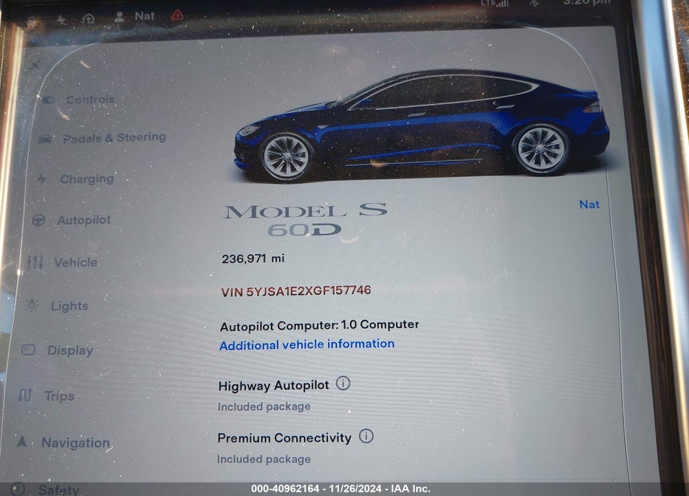 2016 TESLA MODEL S 60D/70D/75D/85D/90D VIN: 5YJSA1E2XGF157746
