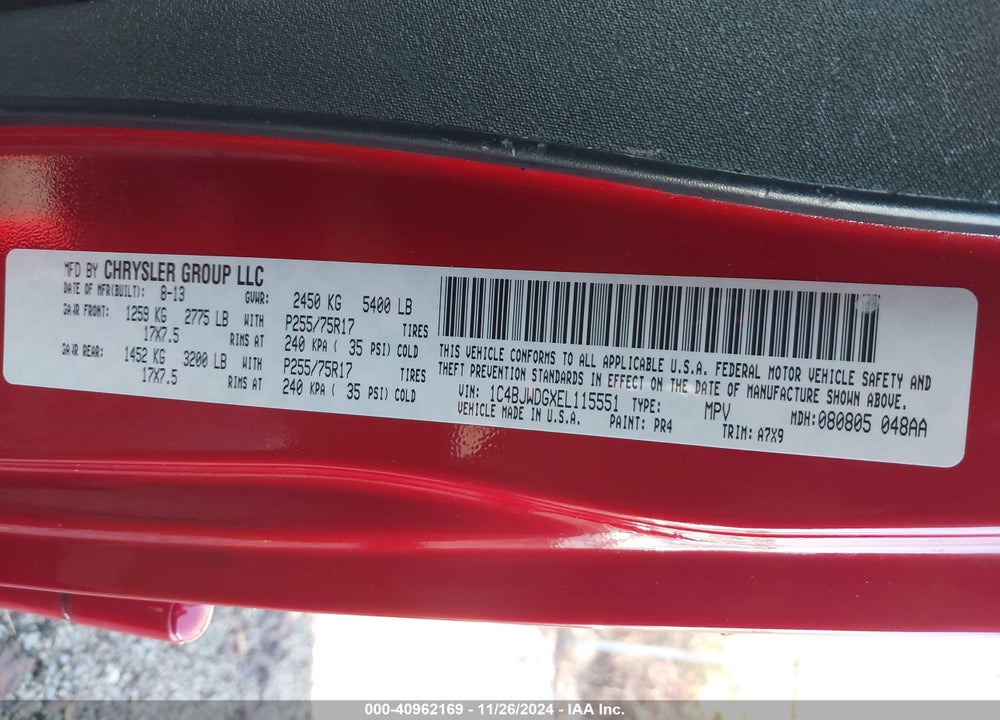 2014 JEEP WRANGLER UNLIMITED SPORT VIN: 1C4BJWDGXEL115551