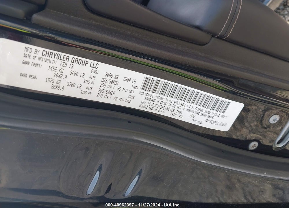 2014 JEEP GRAND CHEROKEE SUMMIT VIN: 1C4RJFJT3EC106416