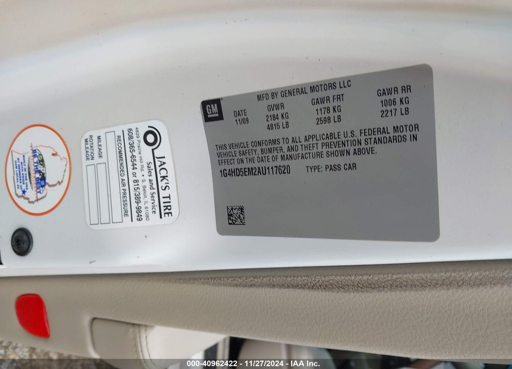 2010 BUICK LUCERNE CXL SPECIAL EDITION VIN: 1G4HD5EM2AU117620
