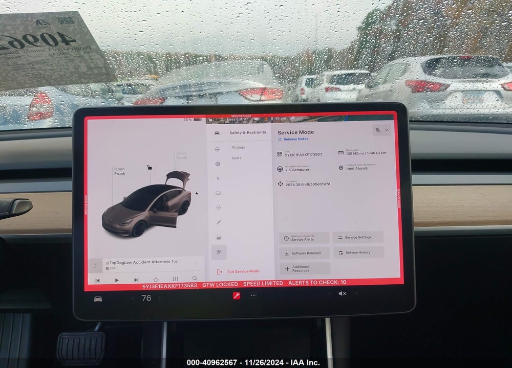 2019 TESLA MODEL 3 LONG RANGE/MID RANGE/STANDARD RANGE/STANDARD RANGE PLUS VIN: 5YJ3E1EAXKF173583