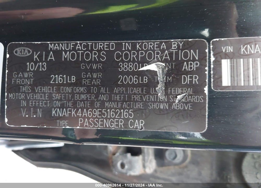 2014 KIA FORTE LX VIN: KNAFK4A69E5162165