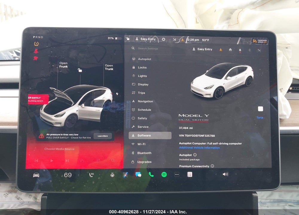 2022 TESLA MODEL Y PERFORMANCE DUAL MOTOR ALL-WHEEL DRIVE VIN: 7SAYGDEF5NF325788