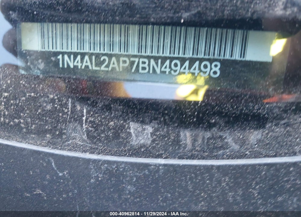 2011 NISSAN ALTIMA 2.5 S VIN: 1N4AL2AP7BN494498