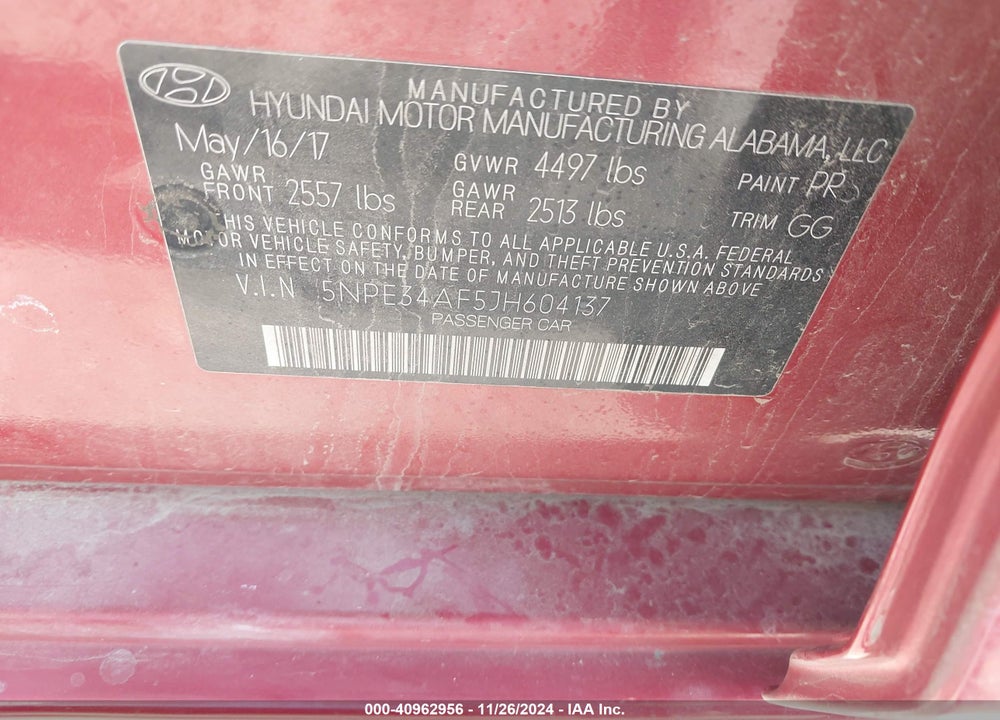 2018 HYUNDAI SONATA SEL VIN: 5NPE34AF5JH604137