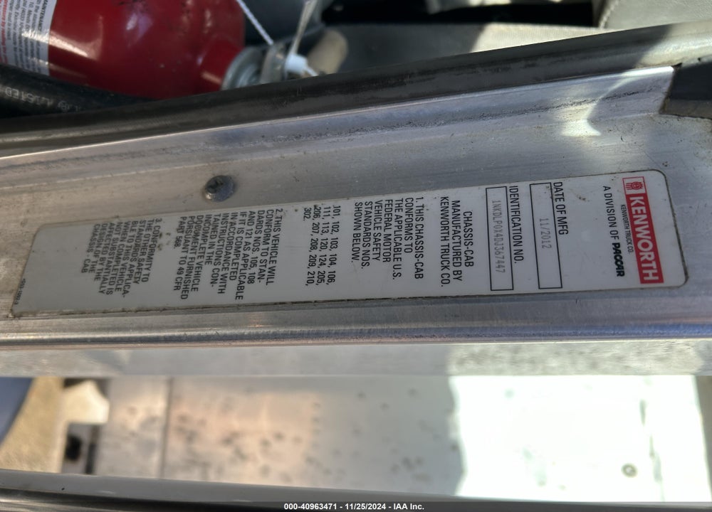 2013 KENWORTH CONSTRUCTION VIN: 1NKDLP0X4DJ367447