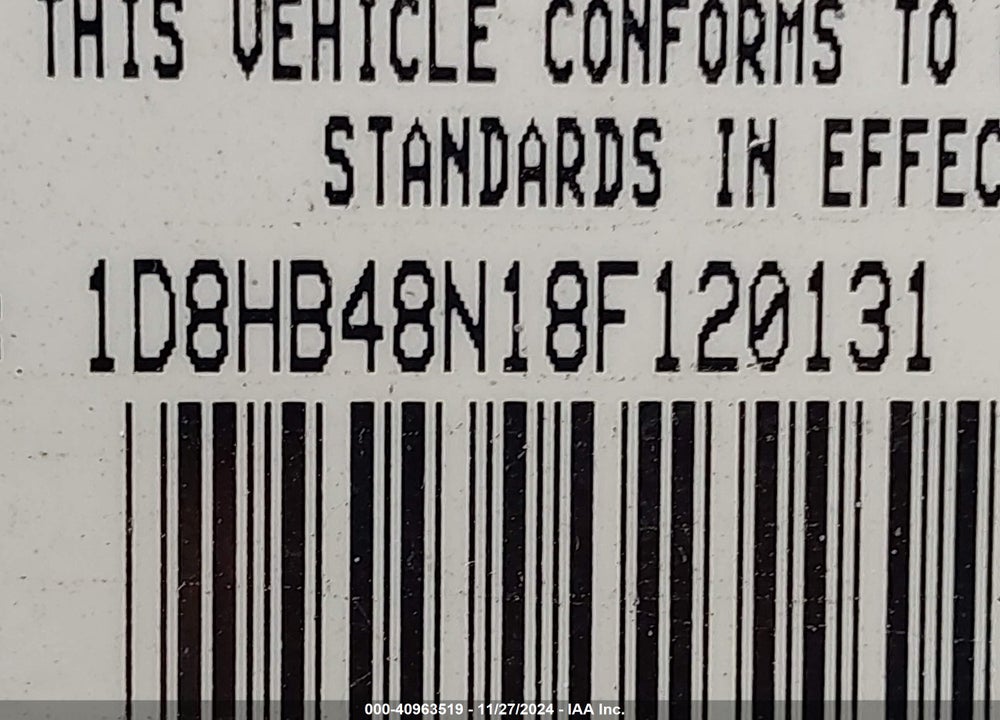 2008 DODGE DURANGO SLT VIN: 1D8HB48N18F120131