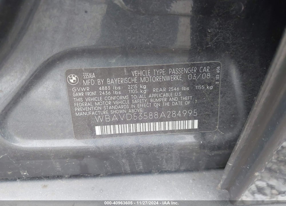 2008 BMW 335XI VIN: WBAVD53588A284995