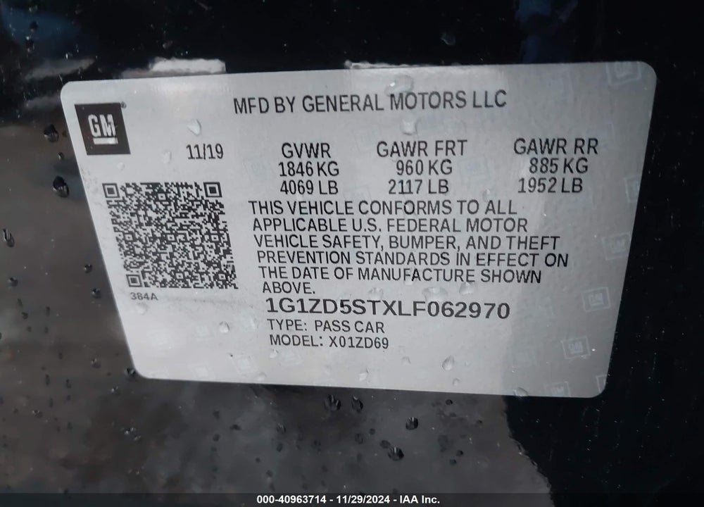 2020 CHEVROLET MALIBU FWD LT VIN: 1G1ZD5STXLF062970