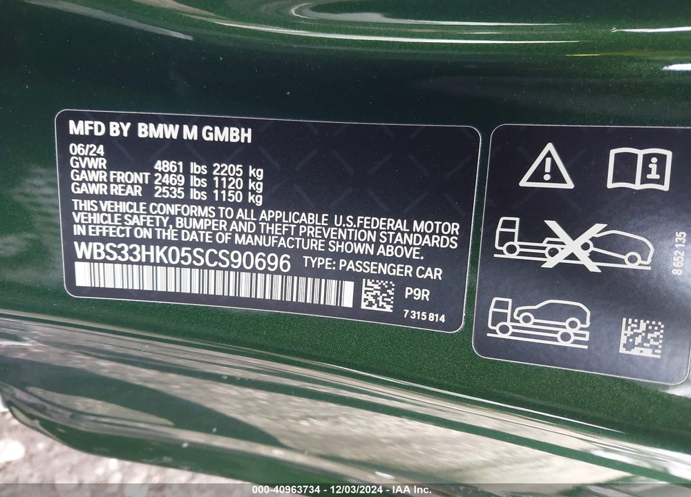 2025 BMW M4 COMPETITION XDRIVE VIN: WBS33HK05SCS90696