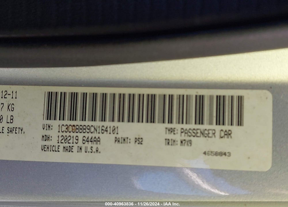 2012 CHRYSLER 200 TOURING VIN: 1C3CCBBB9CN164101