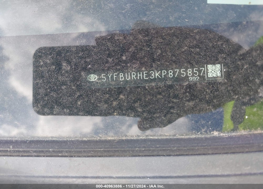 2019 TOYOTA COROLLA XSE VIN: 5YFBURHE3KP875857