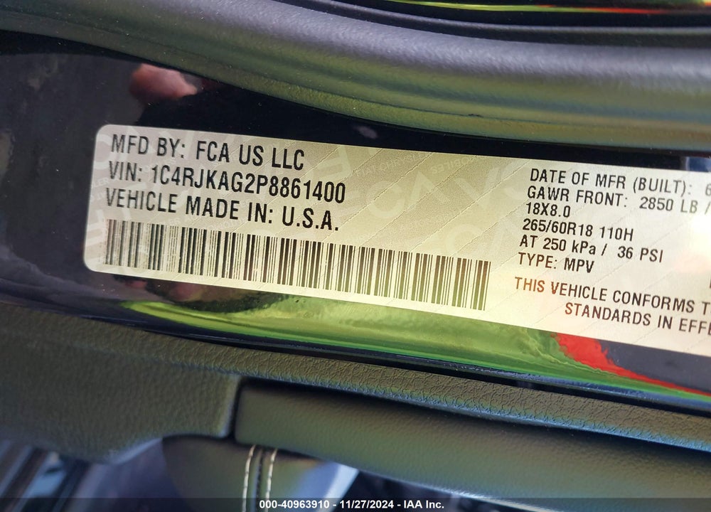 2023 JEEP GRAND CHEROKEE L LAREDO 4X4 VIN: 1C4RJKAG2P8861400