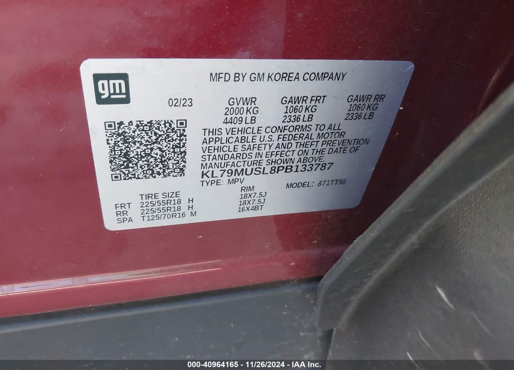 2023 CHEVROLET TRAILBLAZER AWD RS VIN: KL79MUSL8PB133787