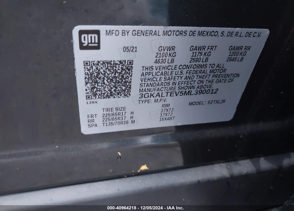 2021 GMC TERRAIN AWD SLE VIN: 3GKALTEV5ML390012