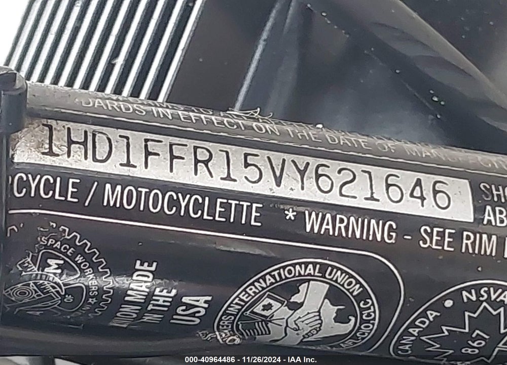 1997 HARLEY-DAVIDSON FLHTCI VIN: 1HD1FFR15VY621646