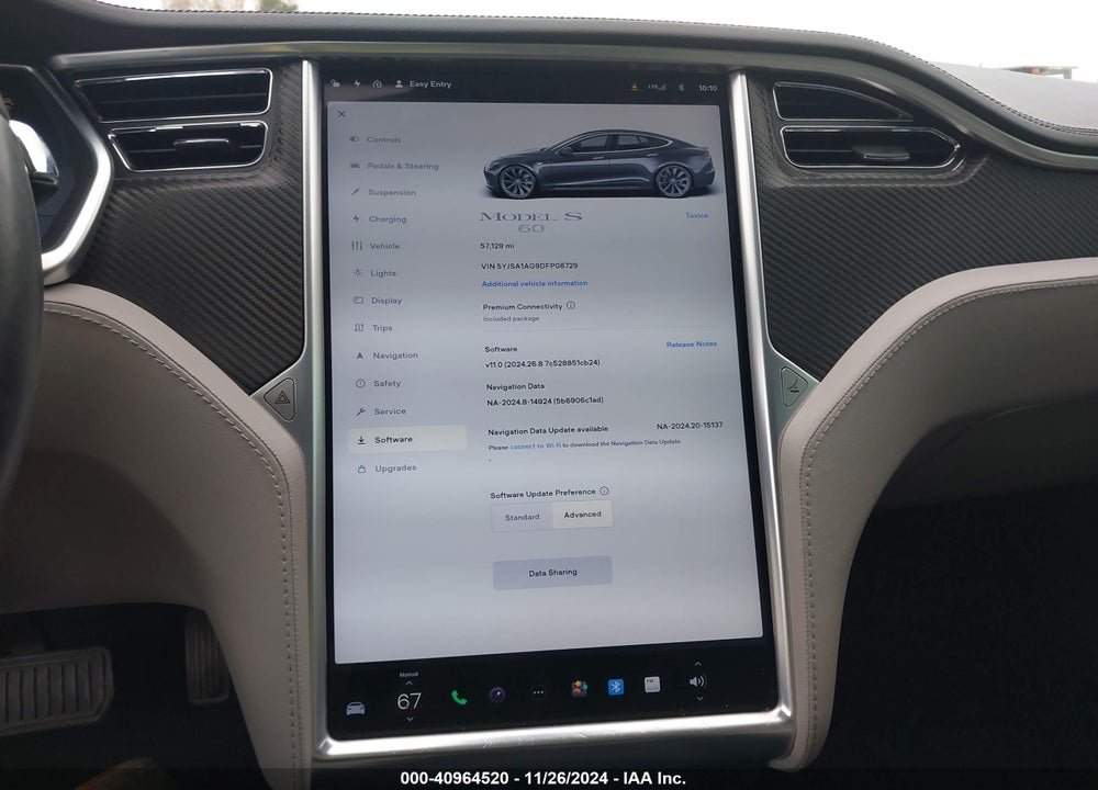 2013 TESLA MODEL S VIN: 5YJSA1AG9DFP08729