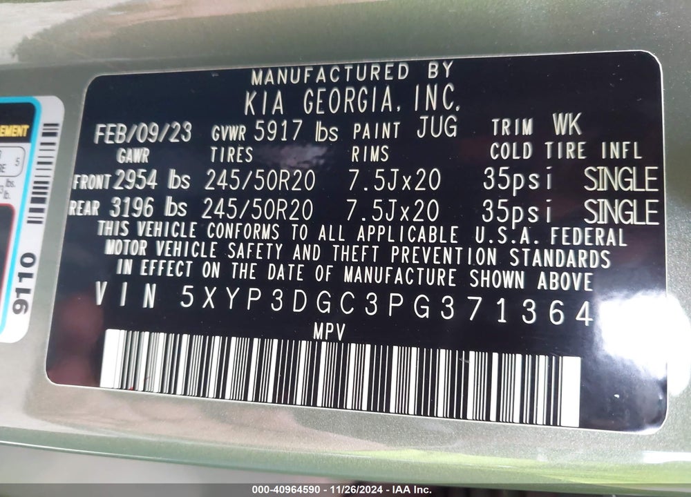 2023 KIA TELLURIDE EX X-LINE VIN: 5XYP3DGC3PG371364