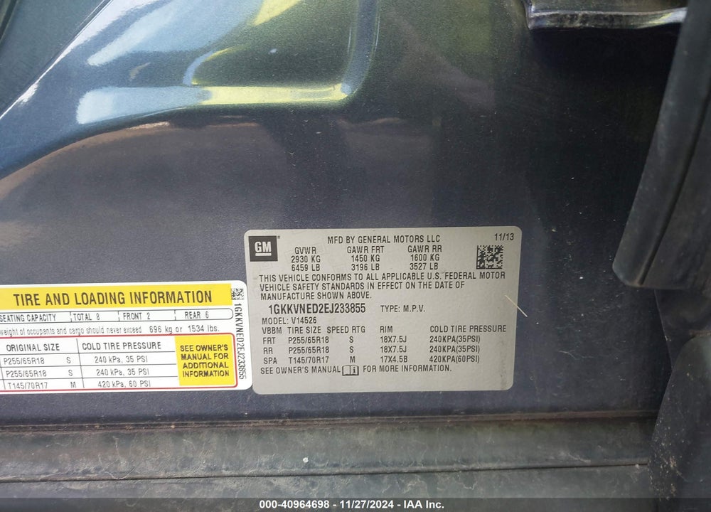2014 GMC ACADIA SLE-1 VIN: 1GKKVNED2EJ233855