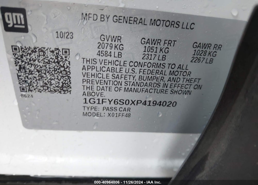 2023 CHEVROLET BOLT EUV FWD LT VIN: 1G1FY6S0XP4194020