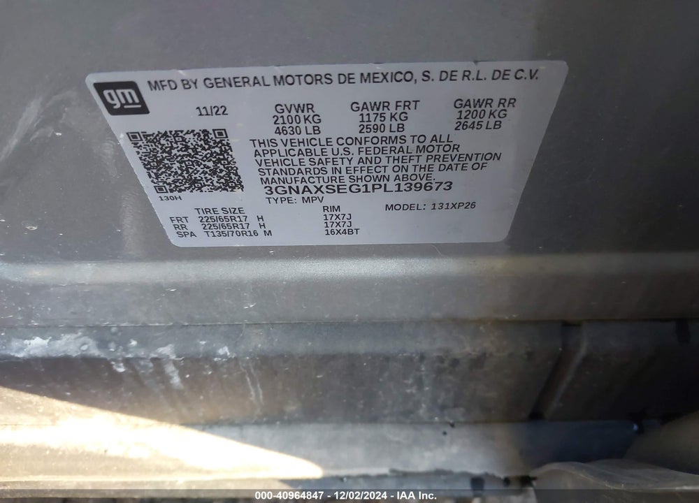 2023 CHEVROLET EQUINOX AWD LS VIN: 3GNAXSEG1PL139673