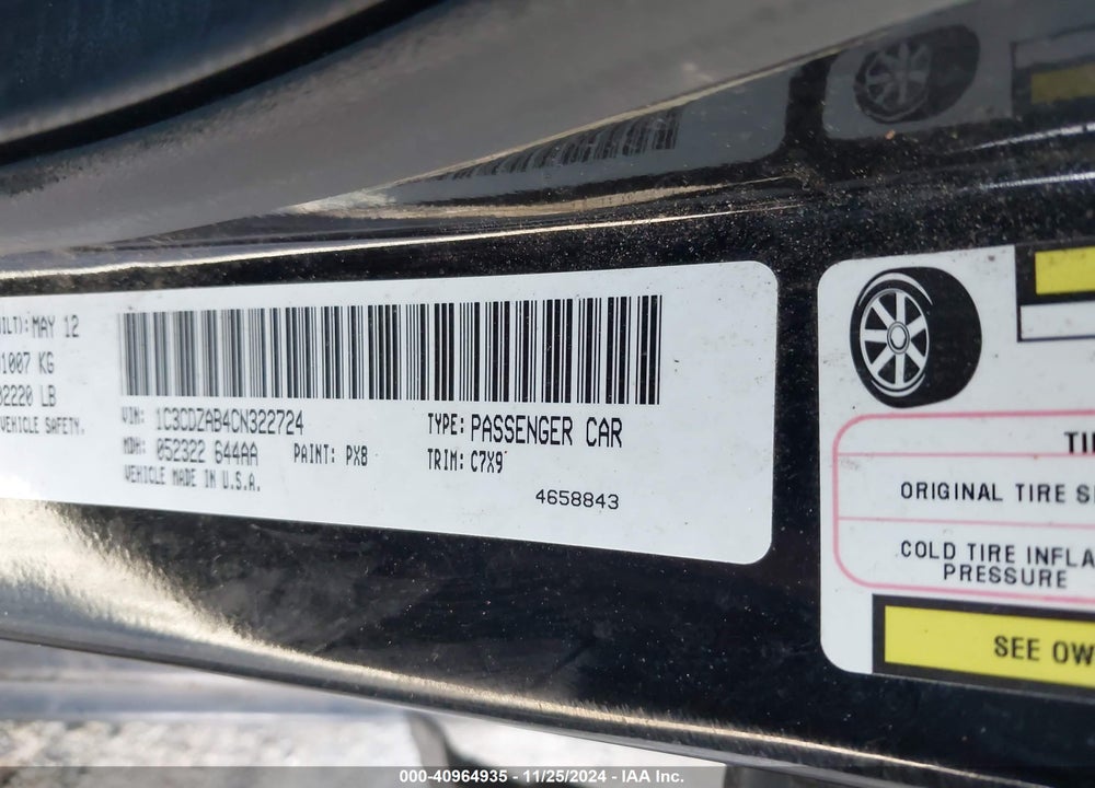 2012 DODGE AVENGER SE VIN: 1C3CDZAB4CN322724