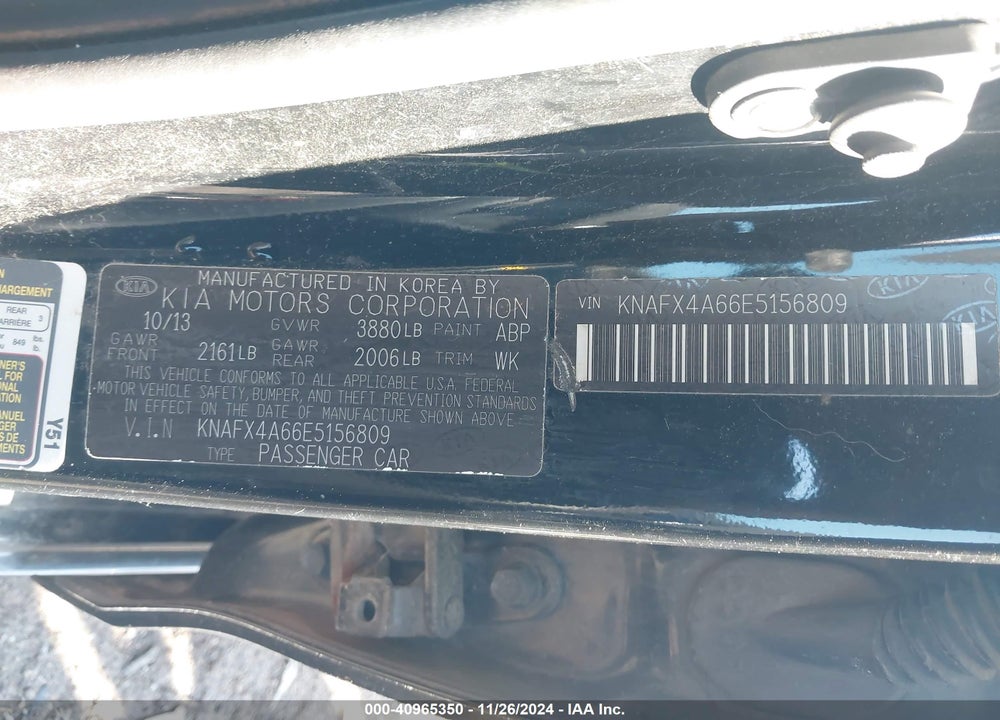 2014 KIA FORTE LX VIN: KNAFX4A66E5156809