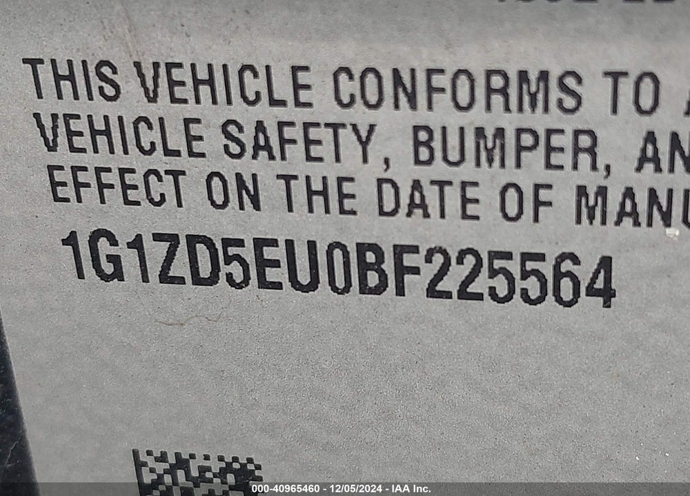 2011 CHEVROLET MALIBU VIN: 1G1ZD5EU0BF225564