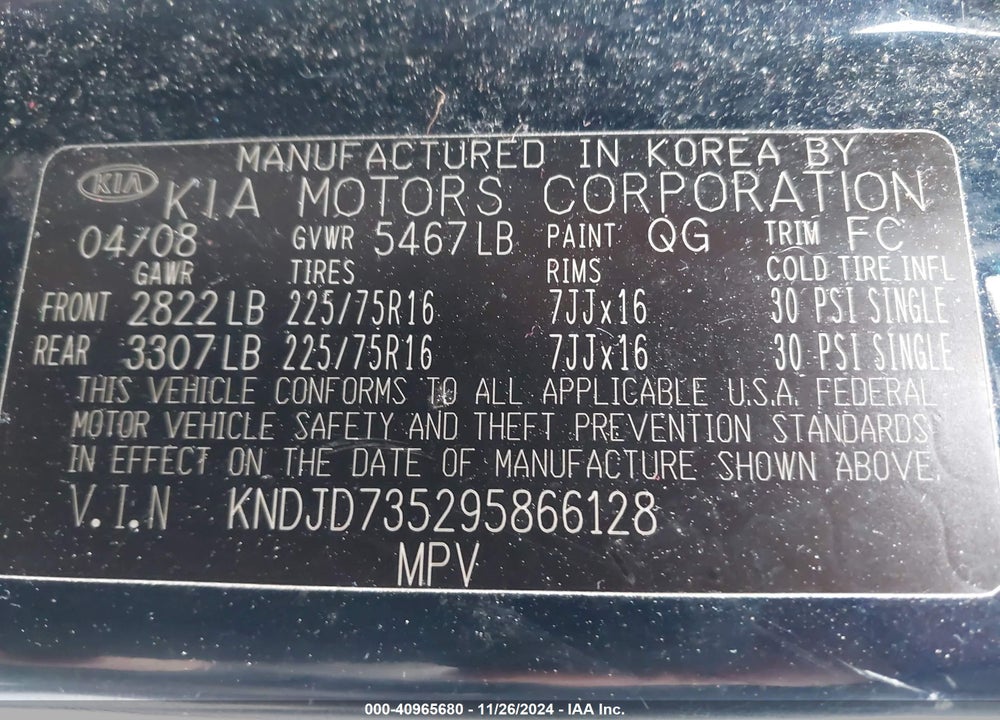 2009 KIA SORENTO LX VIN: KNDJD735295866128