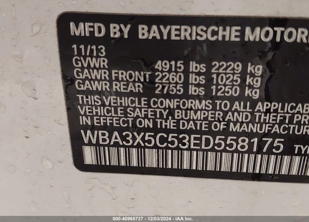 2014 BMW 328I GRAN TURISMO XDRIVE VIN: WBA3X5C53ED558175