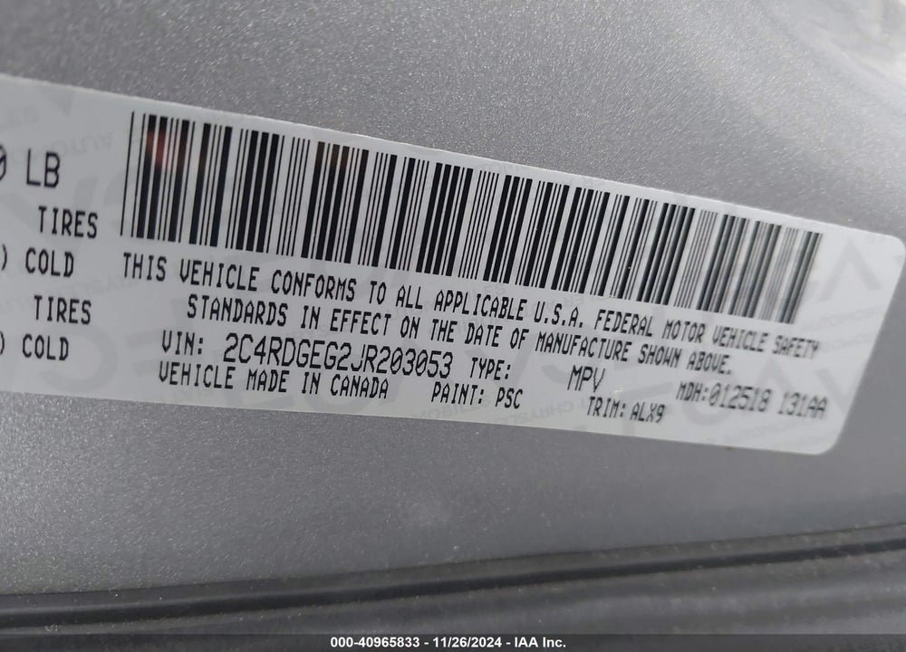 2018 DODGE GRAND CARAVAN GT VIN: 2C4RDGEG2JR203053