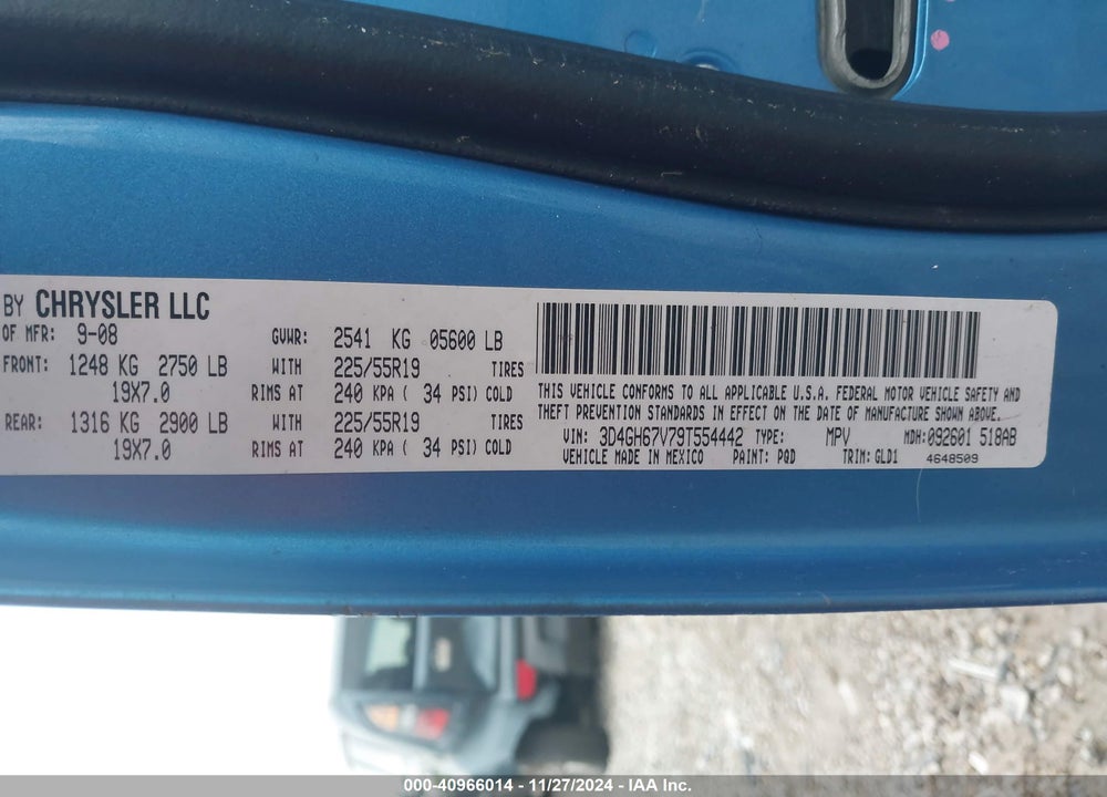 2009 DODGE JOURNEY R/T VIN: 3D4GH67V79T554442