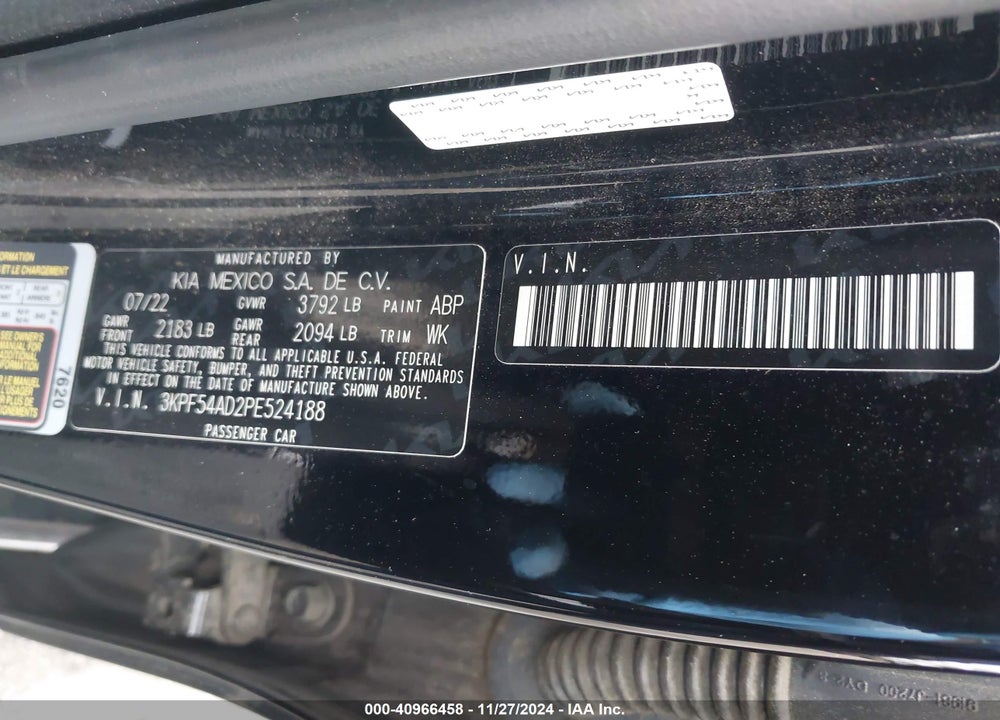 2023 KIA FORTE GT LINE VIN: 3KPF54AD2PE524188