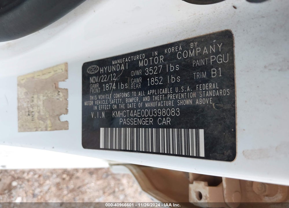 2013 HYUNDAI ACCENT GLS VIN: KMHCT4AE0DU398083
