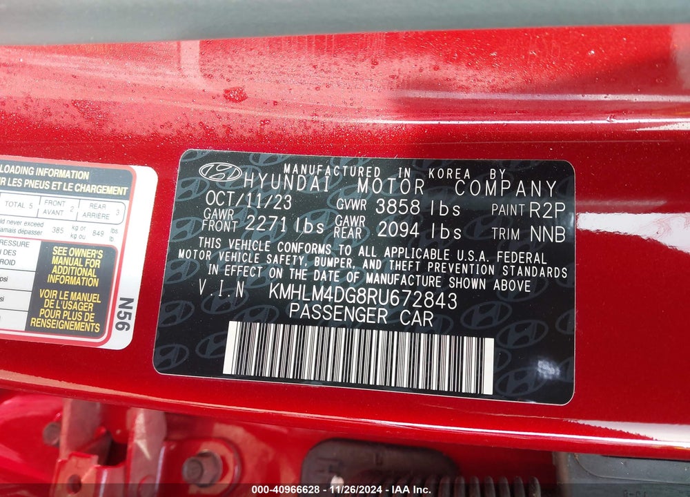 2024 HYUNDAI ELANTRA SEL VIN: KMHLM4DG8RU672843