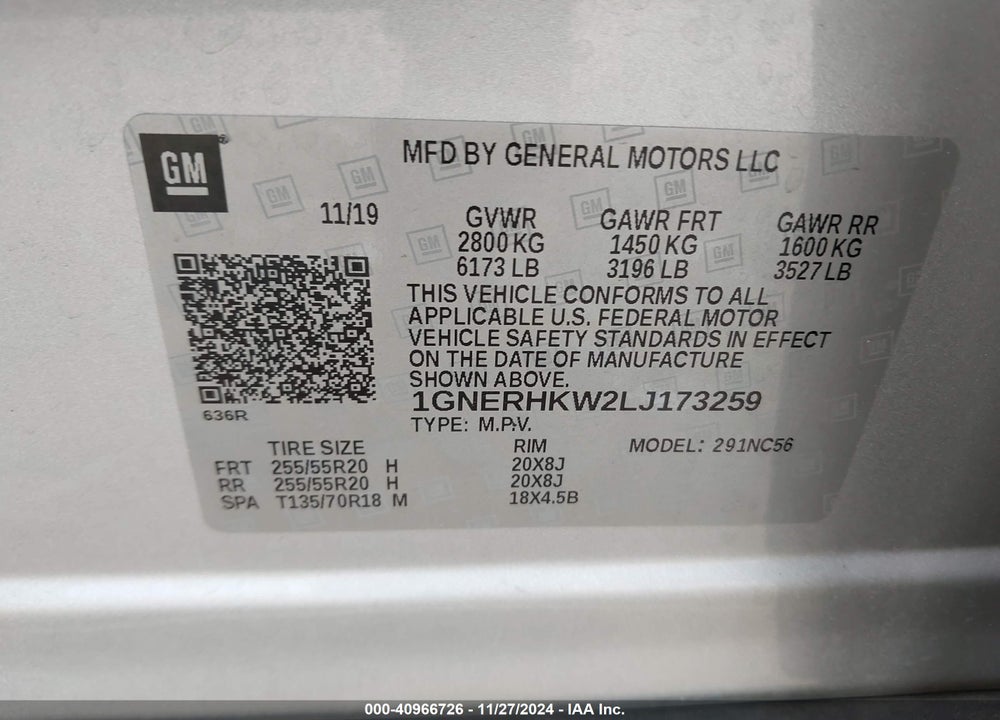 2020 CHEVROLET TRAVERSE FWD LT LEATHER VIN: 1GNERHKW2LJ173259