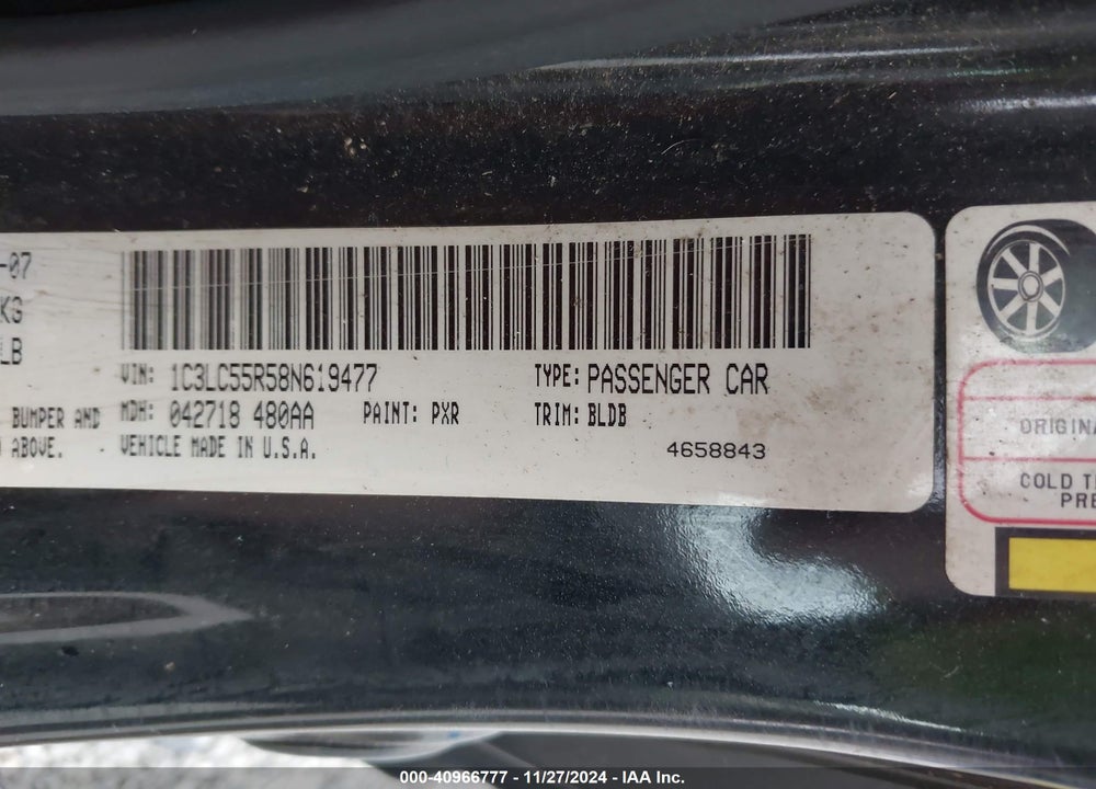 2008 CHRYSLER SEBRING TOURING VIN: 1C3LC55R58N619477